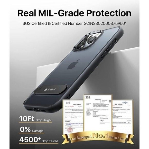 iPhone 14 Pro 6.1 Case w/ Built-in Invisible Kickstand Military Grade Protection - Picture 3 of 6